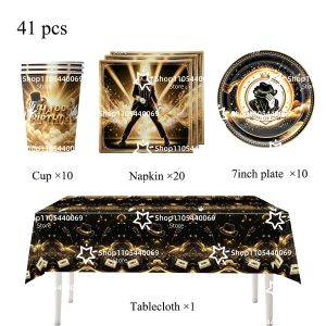 Beast Kingdom | Michael Jackson Birthday Party Supplies Set Tableware Plates Cups Napkins Tablecloth Baby Shower Party Favor Gifts Decorations