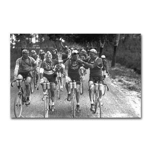 โปสเตอร์การแข่งขันขี่จักรยานของฝรั่งเศสสีดำสีขาววินเทจภาพถ่าย frederico bahomontes ผ้าใบภาพวาดจักรยานภาพติดผนังการตกแต่งบ้าน