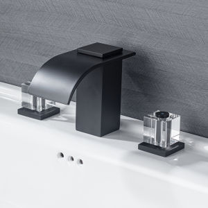 AZOS | Elegant European Style Three-hole Split Crystal Faucet Gold Large Waterfall