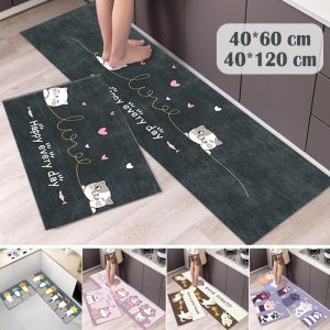 Kitchen Mat 40x60cm/40x120cm Living Room Anti-slip Antifouling Long Rugs Tableware Cartoon Pattern Entrance Doormat Bathroom Door Floor Carpet