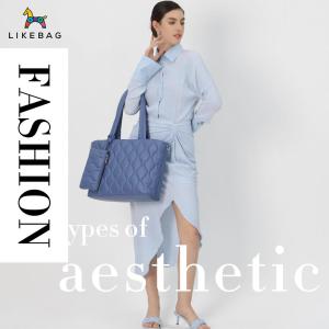 LIKEBAG Fashion filled cotton simple Tote bag casual embroidered design handbag womens shoulder large capacity bag outdoor leisure all-match womens bag