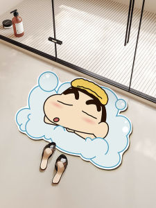 Bathroom Mat Anti-Fall Slip Resistant Toilet Entrance Door Mat Home Use Bath Room Water Absorbent Floor Rug Cartoon Silicone
