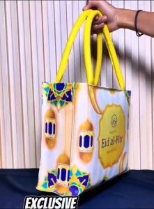IVLOVE - Tote Bag Lebaran Idul Fitri Elegan Mewah Bahan Kulit Printing Tas Hampers Hantaran Idul Fitri Goody Bag Sponbond