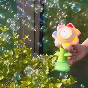 Childrens Seven-Color Sunflower Bubble Machine Toy Handheld Swinging Light Automatic Bubble Blower