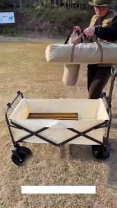 Foldable Camping Trolley Outdoor Picnic Wagon Mountainhiker Portable Tool Truck With Storage Basket Camping Table Foldable