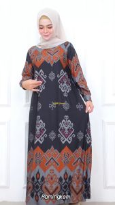 Gamis Wanita Terbaru Ramingkem Dress Bahan Calvin Jeans All Size LD 110-130