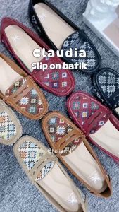 HELIVA CLAUDIA Sepatu Loafer Slip On Motif Anyaman Batik Sol 1cm HV8269