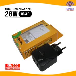 NANVAN NVN-PTC05 BATOK KEPALA CHARGER FAST CHARGING DUAL USB QUALCOMM 3.0 WITH BODY LAMP DESIGN