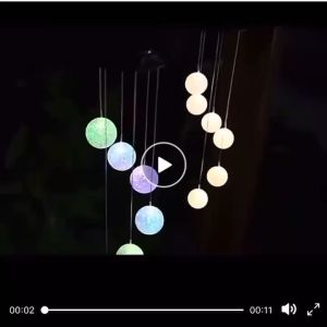 Garden Hanging Spinner Lamp Solar LED Colorful Ball Light Outdoor Colorful Wind Chime Light Decoration Lamp Waterproof