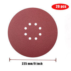 20 Pcs 225 Mm Sanding Discs with 8 Holes. Sandpaper 9 Inches 225 Mm Wheel Diameter Red Holes for Drywall Grinding Wheel Pads