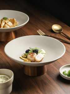 Elegant High-footed Ceramic Platter Dishware