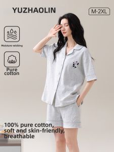 Yuzhaolin | Cotton Summer Short Sleeve and Shorts Sleepwear Set