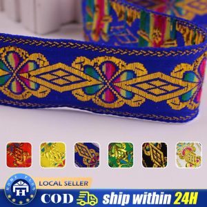 7 Yards 43MM Vintage Ethnic Embroidery Lace Ribbon Boho Jacquard Lace Trim DIY Clothes Bag Accessories Embroidered Fabric