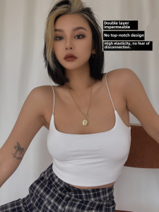 คุณภาพสูง Double Layered สายคล้อง เสื้อกั๊ก เซ็กซี่ สตรีทแวร์ เสื้อท่อนบน สําหรับผู้หญิง Multi-color ชุดหน้าร้อน แฮนด์เมด อินเทรนด์ แขนสั้น