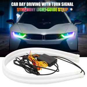 KEVANLY | 2Pcs RGB Car LED DRL Daytime Running Lights APP Control Flexible Auto Headlight Strips Decorative Lamp Turn Signal Lamps 12V