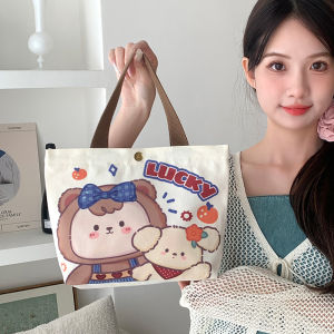 Casual Canvas Handbag 2025 New Style Portable Lunch Bag Cute Student Small Tote Bag for Commuting Womens Bag Simple Style