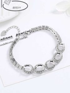 Silver Plated 925 White Gold Bracelet Accessories DIY Inlaid Amber Honeycomb Turquoise Green Stone round 6*8M Womens Precision