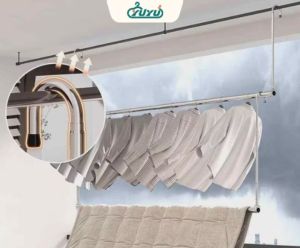 Ampaian Basuh Baju Clothes Drying Rack Stainless Steel Extendable Drying Rack Ceiling-Mounted Windproof Single Pole