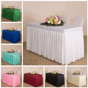 Muti-Color Table Skirt forTablesWrinkle Resistant Pleated Ruffle Table Cloth for Birthday Party Banquet Wedding Baby Showe