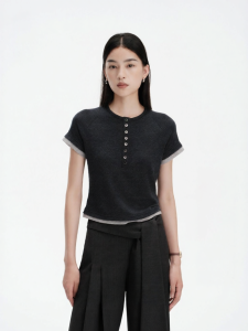 Eastern Light | Fake Two-layer Tencel Wool Blend Tee Shirt