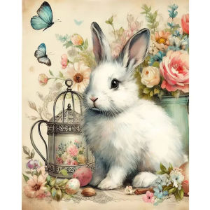 BILIBILI | Oil Painting By Numbers Little White Rabbit DIY Number Drawing Canvas Pictures By Numbers Home Decor Large Size