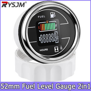RYSJM | Car Motorcycle Fuel Level Gauge + Hour Meter 2in1 12V 2" 52mm Hours Fuel Level Meter Gauge Electronic Auto Meters 