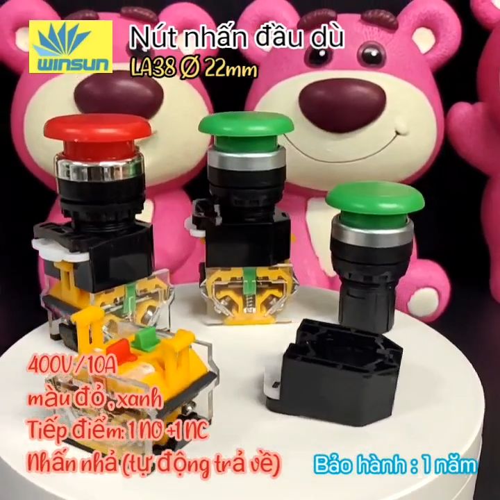 Công tắc nhấn đề đầu nấm dù, Nút nhấn đầu dù LA38 Phi 22 Winsun | Lazada.vn
