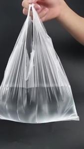100Pcs Clear Bags Plastic Shopping Bag Medium Thickness Reusable Grocery Bag With Handle Food Bags-Supermarket Transparent Bags