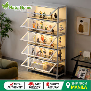 【On Hand】Display Cabinet For Toy 4/5Layers Large Capacity Cabinet Bamboo With Glass Storage Cabinet
