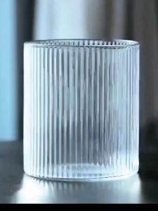 Elegant Stripe Borosilicate Glass Cup with Unique Classy Design Durable Easy-Clean Drinkware for Hot and Cold Beverages