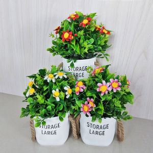 Wolf.id PBP165 Pot Bunga Daisy Plastik Ornamen Hias Ruangan Rumah Tanaman Artificial Flower BISA COD
