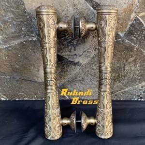 Handle tarikan pintu rumah kuningan motif godo ukir antik 43 cm 2 pcs