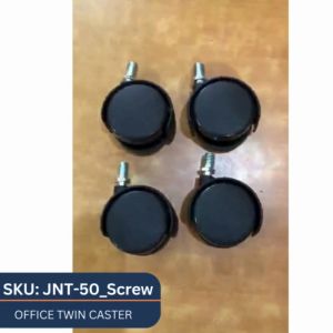 Screw Type Black Swivel Twin Wheel Casters 50mm for Office Chair Furniture Transport Equipment Trollies (4 pcs)