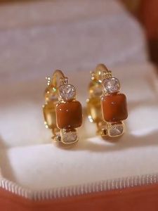 18k gold pawnable saudi gold original All-diamond zircon earrings as a gift for women