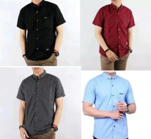 KEMEJA PRIA POLOS PENDEK FORMAL atau PAKET HEMAT 4 KEMEJA PENDEK PRIA POLOS MASA KINI