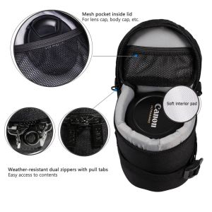 JJC Best SLR Camera Lens Bag Pouch Polyester Thickening Waterproof Lens Protection Case For Canon ZOOM LENS EF 28-200mm 1:3.5-5.6 USM Or Nikon DX AF-S NIKKOR 18-200mm 1:3.5-5.6G ED VR & More Lens Size Within 80 x 135mm