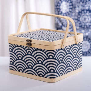 Boutique Fabric Bamboo Basket Bamboo Woven Gift Basket Customized Specialty Dried Fruit Packaging Snack Hairy Crab Dragon Boat Festival Mid-Autumn Festival Gift Box