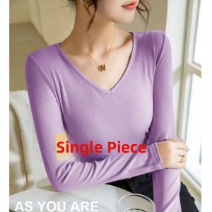 Lieoyuarn | Slim Fit V-Neck Modal Long Sleeve T-shirt