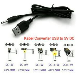 Kabel Adapter Converter USB to 5V DC Jack Cas Charger HP Nokia SWAT LED PSP Kipas Mini Modem STB TV