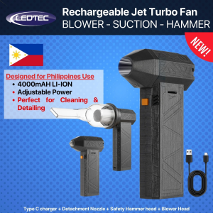 LEDTEC 3-in-1 Air Duster Mini Vacuum & Window Breaker – 130000RPM Cordless Dust Blower with 4000mAh Battery