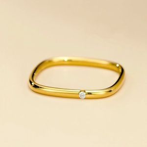 Titanium Steel Non-fading Thin Ring Couple Rings Square Diamond Engagement Ring Womens Gift Eternal Square Ring