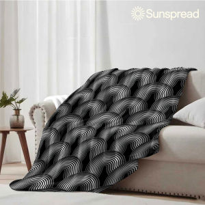 Beast Kingdom | Black White Line Arch Soft Warm Flannel Blanket Lightweight Cozy Christmas Halloween Home Decor Room