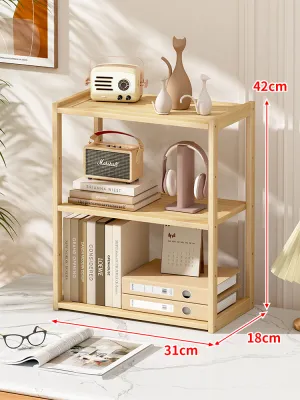 TIJU | Desk Storage Shelf Wood Small Desktop Office