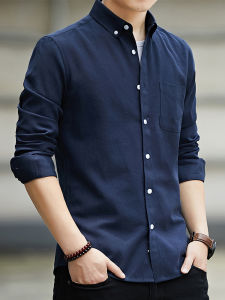 Áo Sơ Mi Nam Dài Tay Oxford Cotton Nguyên Chất Mùa Thu Thường Ngày Rộng Rãi Thoải Mái Thời Trang Áo Khoác Hợp Thời Trang