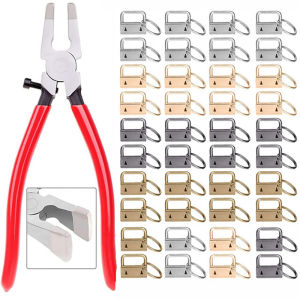 20/40 Pcs Key Fob Hardware with Key Fob Pliers Glass Running Pliers Tools with Jaws for Key Fob Hardware Install Key Ring 25mm