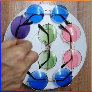 Kính mắt thời trang mắt tròn thầy bói nhiều màu xuyên đêm