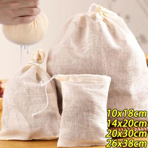 5Pcs Drawstring Filter Net Mesh Bag Reusable Strainers Cheese Filter for Fruit Juice Food Straining Home Kitchen Gadgets