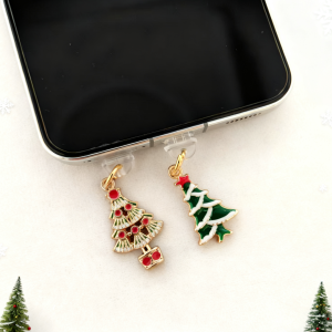 2 Christmas Phone Dust Plugs Two Styles of Christmas Tree Dust Plugs Christmas-Exclusive Phone Charms Holiday-Themed Phone Decorations