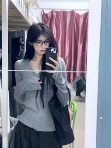 HUOLISI | Trendy Slim Fit V-Neck Long Sleeve Knitwear Women