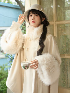 Xiangsu Yu Little Lotus Seed Autumn Winter National Style Fur Collar Coat Pants Short Skirt Thousand Golden Sensation Set